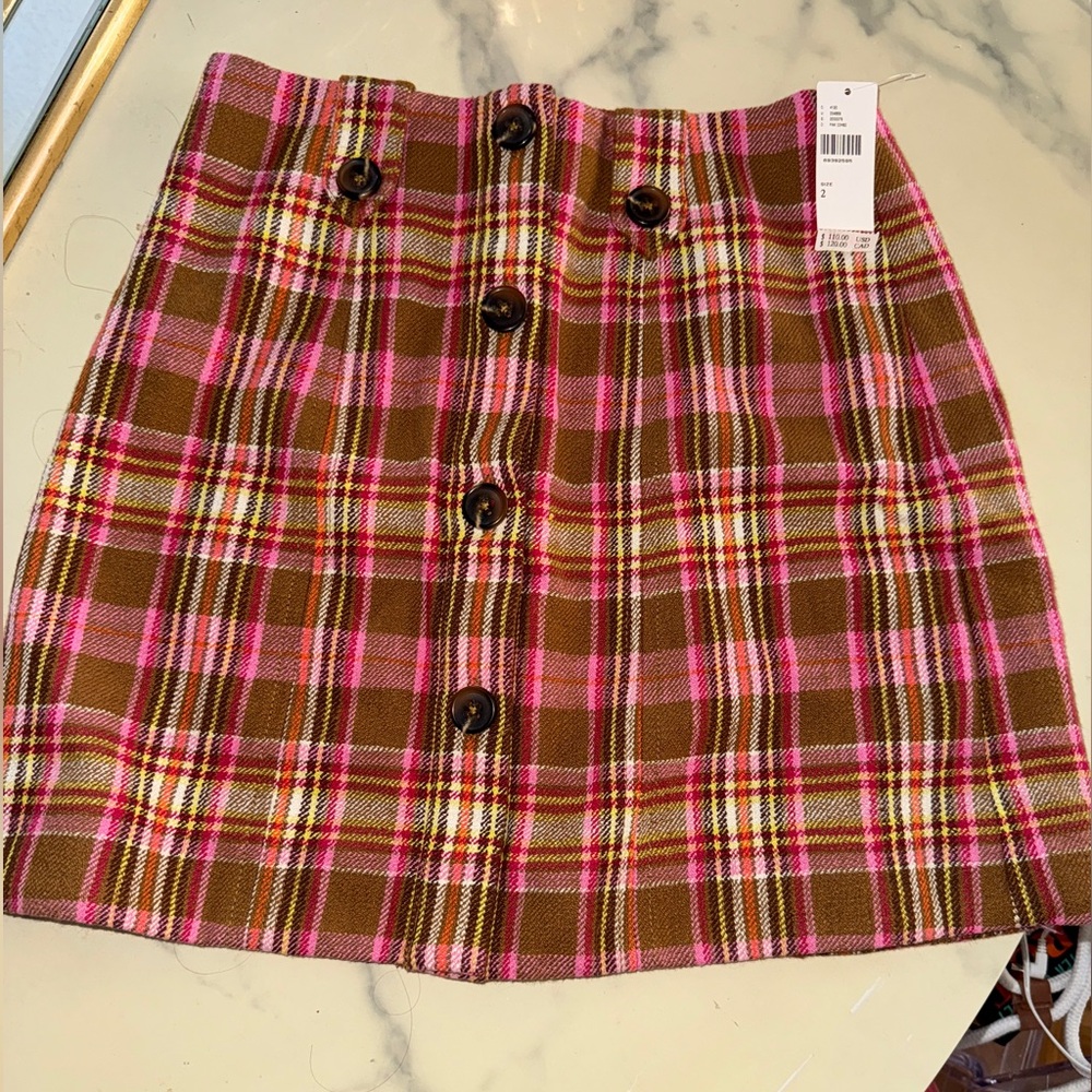 Anthropologie Maeve plaid mini skirt 2 brand new with tags
